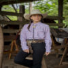 CAMISA DE AMEBAS BLANCA CON ROSADO DAMA